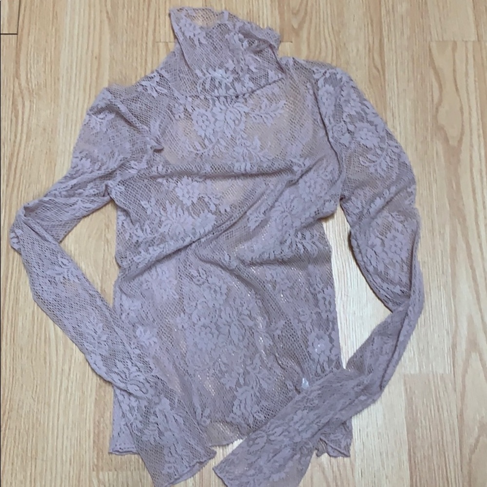 FREE PEOPLE Sweet Secrets Mauve Pink Lace Top